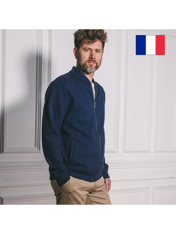 blouson homme zippé bleu marine