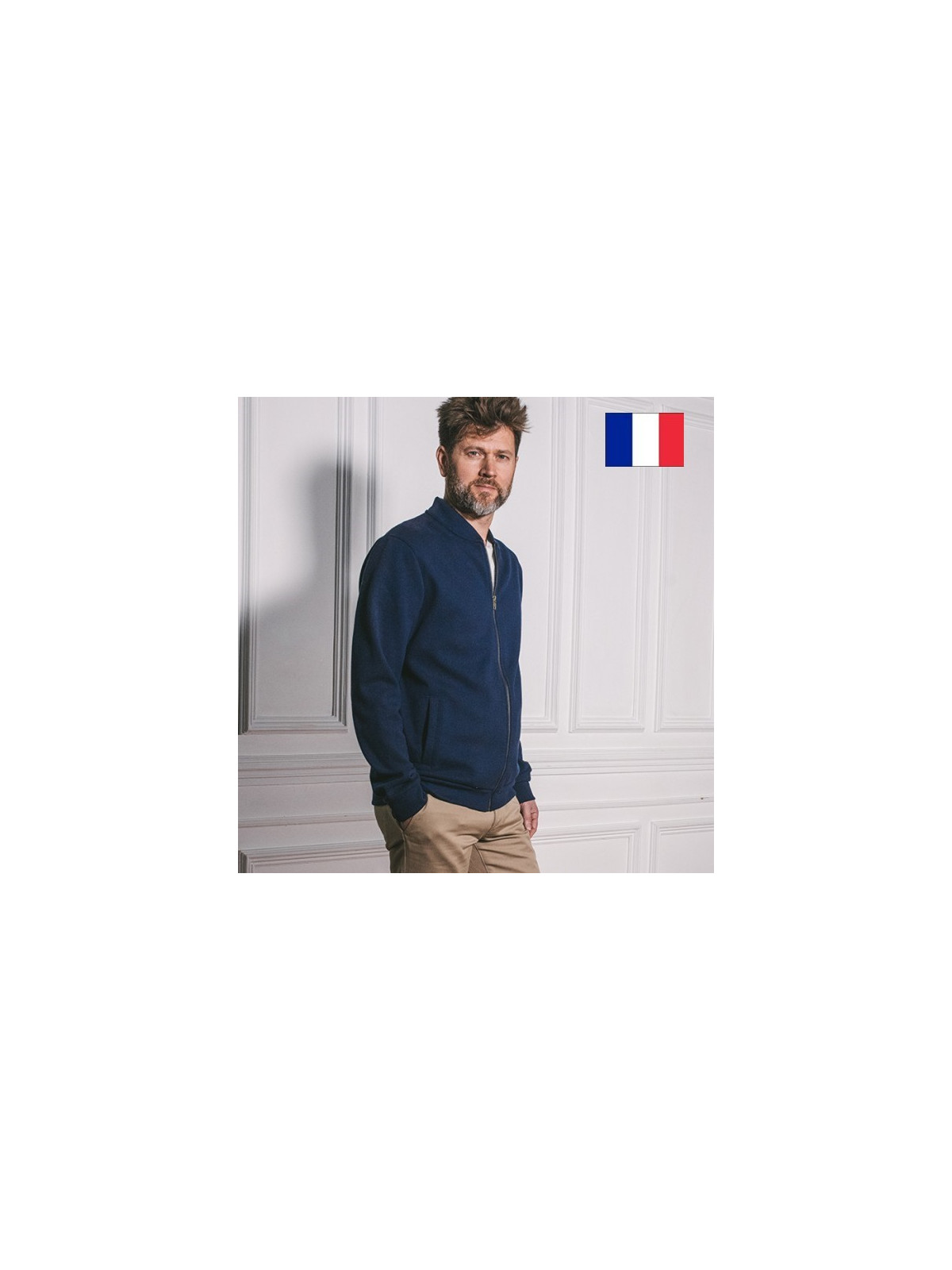 blouson homme zippé bleu marine