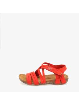 sandales à brides couleur rouge grenadine