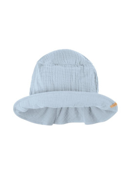 chapeau coton bio avec petit revers bleu ciel