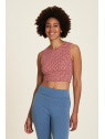 crop top femme imprimé vagues rouges sur fond blanc