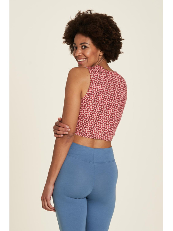 crop top femme imprimé vagues rouges sur fond blanc