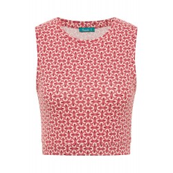 crop top femme imprimé vagues rouges sur fond blanc