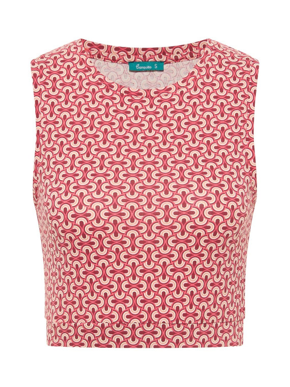 crop top femme imprimé vagues rouges sur fond blanc