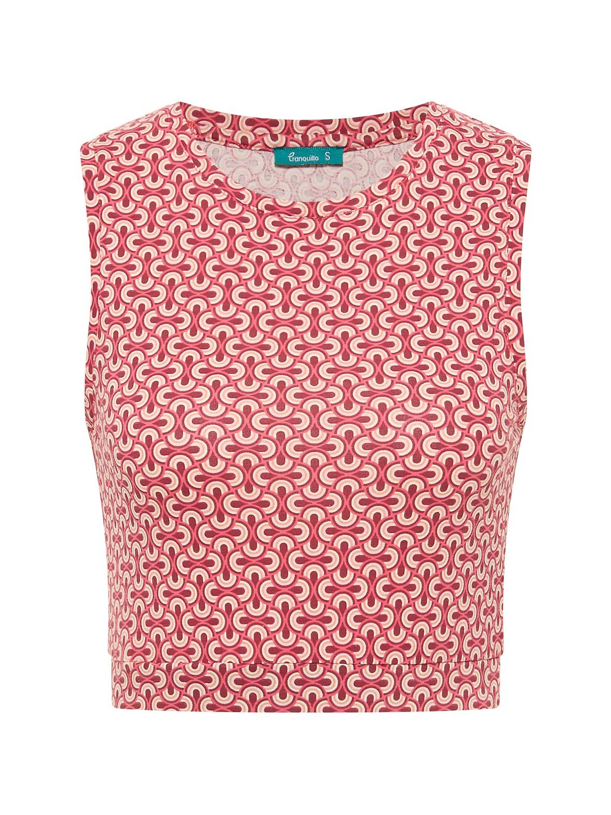 crop top femme imprimé vagues rouges sur fond blanc