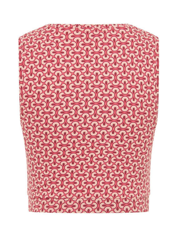 crop top femme imprimé vagues rouges sur fond blanc