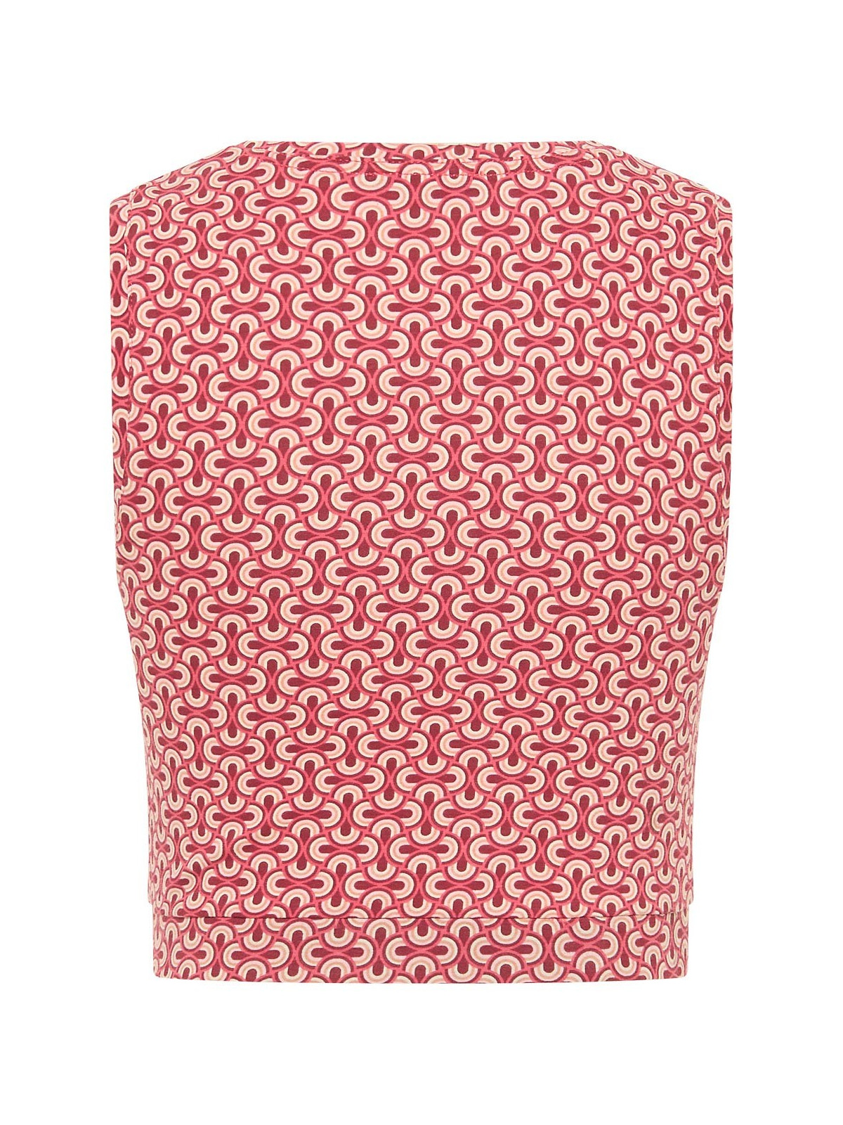 crop top femme imprimé vagues rouges sur fond blanc