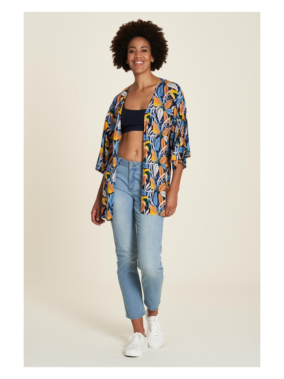 veste kimono motifs paradise multicolore