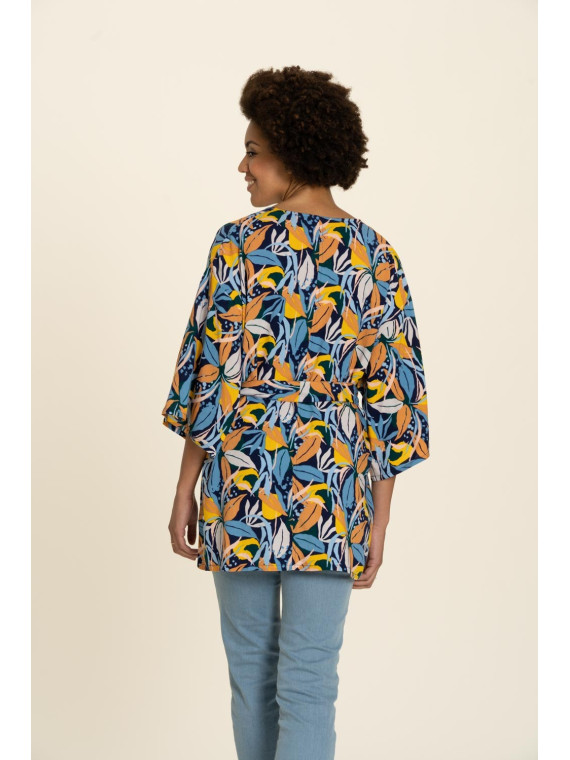veste kimono motifs paradise multicolore