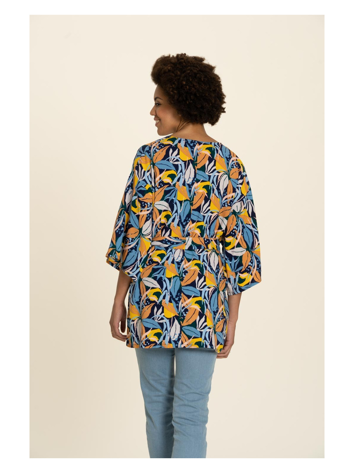 veste kimono motifs paradise multicolore