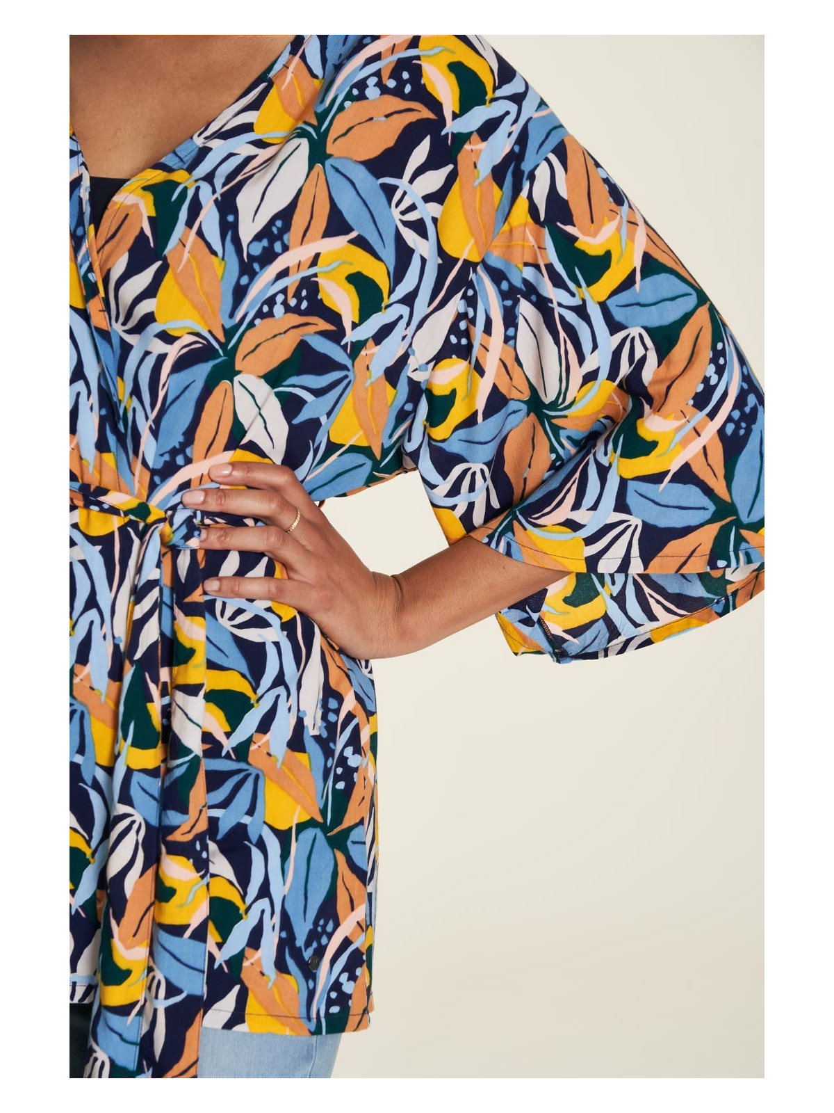 veste kimono motifs paradise multicolore