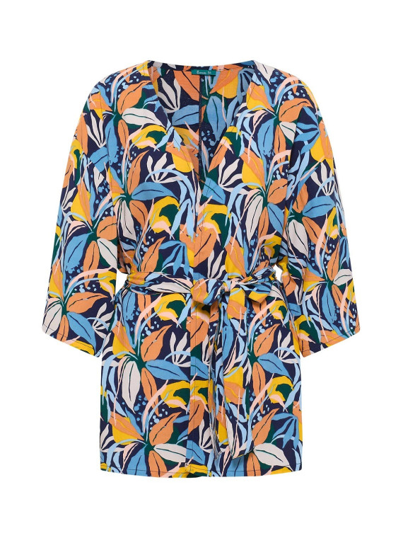 veste kimono motifs paradise multicolore