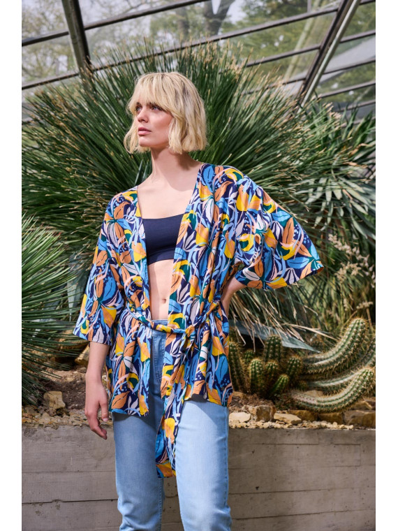veste kimono motifs paradise multicolore