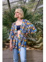 veste kimono motifs paradise multicolore