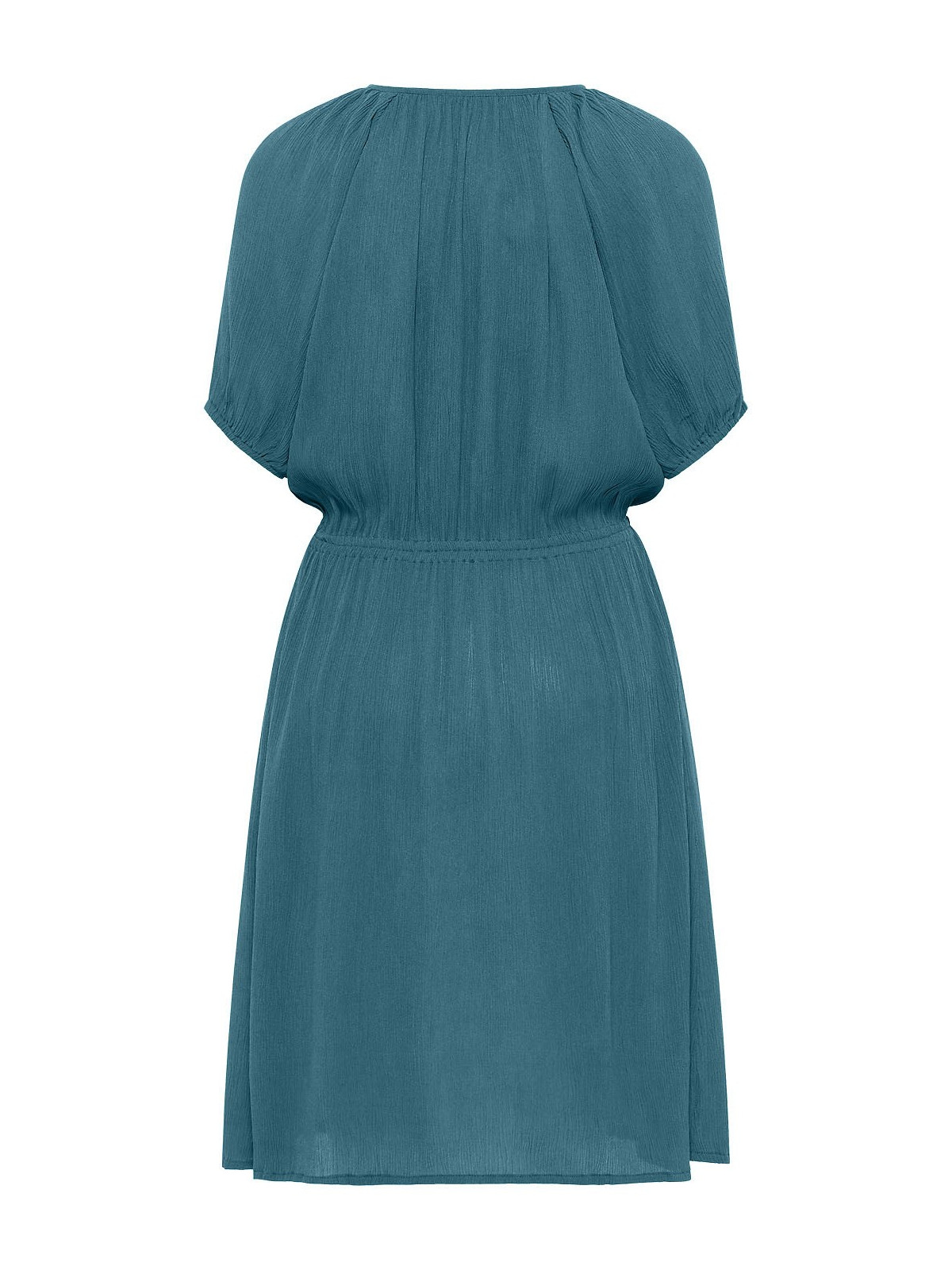 robe femme col v taille marquée tissu fluide et léger bleu bermudes