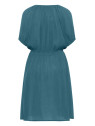 robe femme col v taille marquée tissu fluide et léger bleu bermudes
