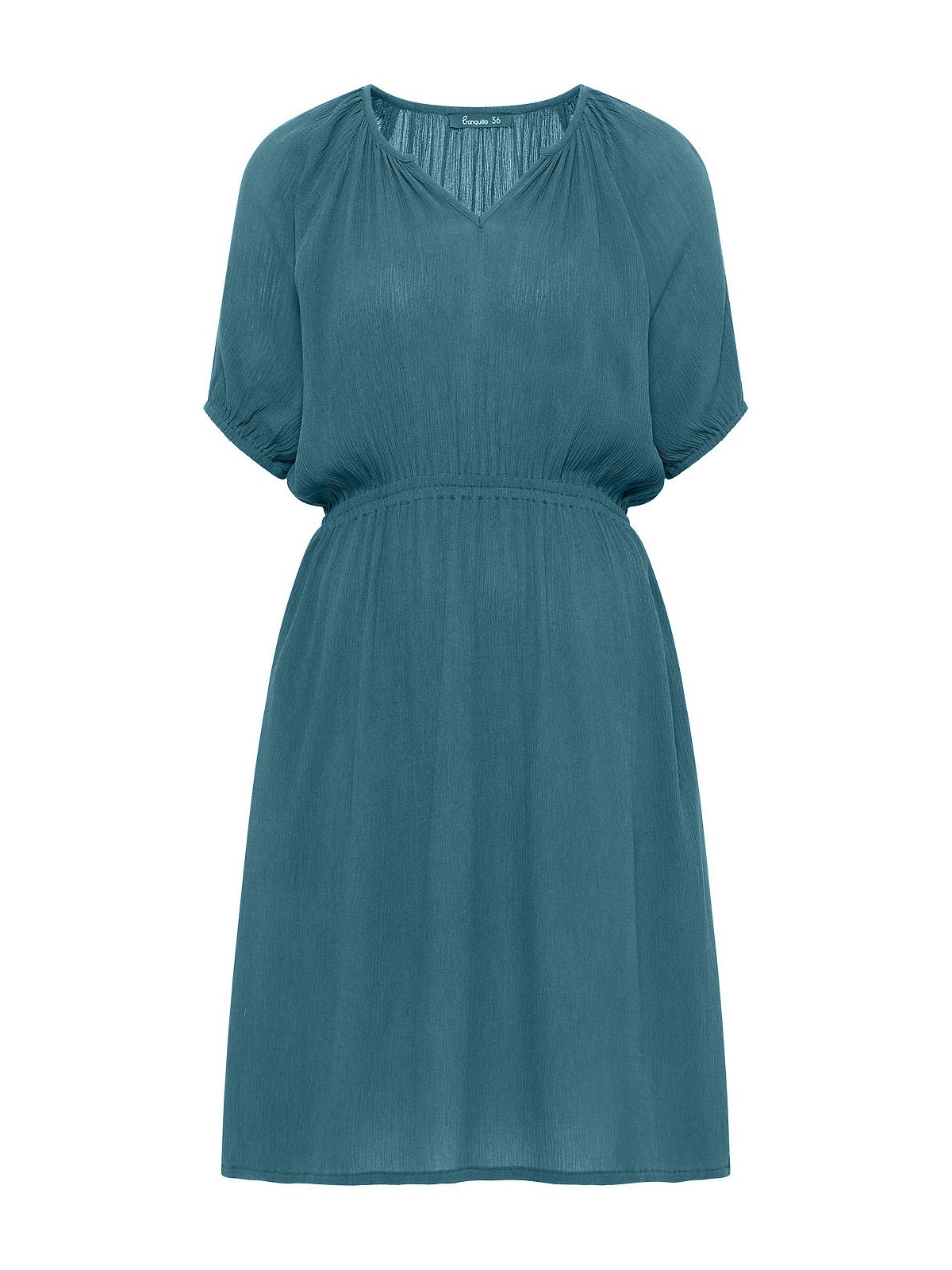 robe femme col v taille marquée tissu fluide et léger bleu bermudes