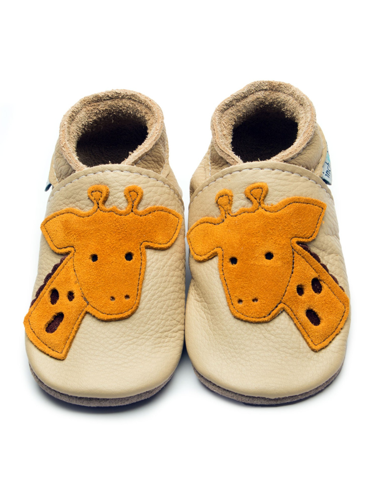 Chaussons "Girafe" Souples en Cuir pour Bébés et Enfants - Inch Blue