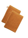 2 gants de toilette ocre