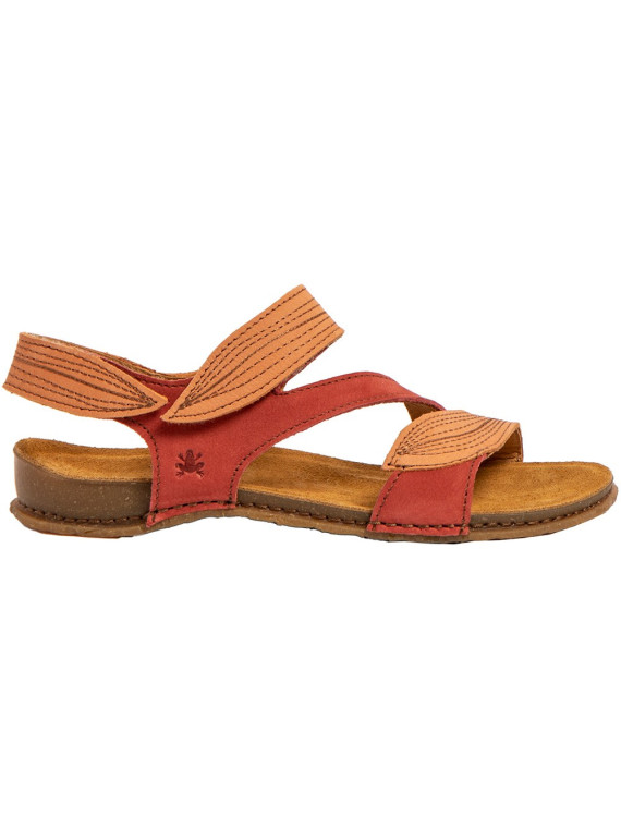 sandales avec brides réglables par scratch couleur framboise et pêche