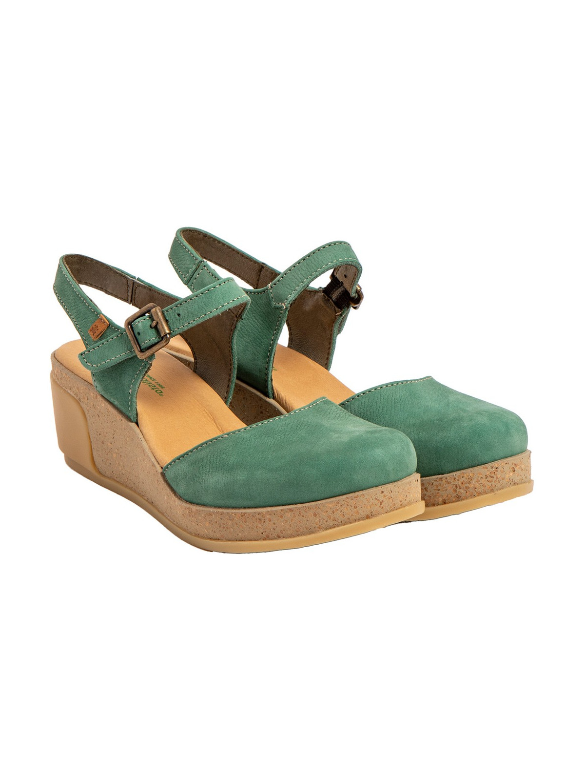 sandales compensées bout fermé couleur vert jade