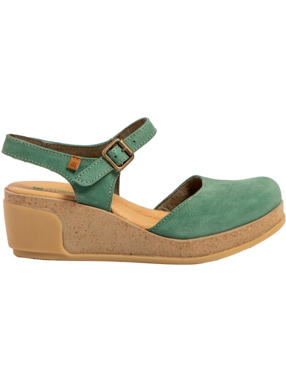 sandales compensées bout fermé couleur vert jade