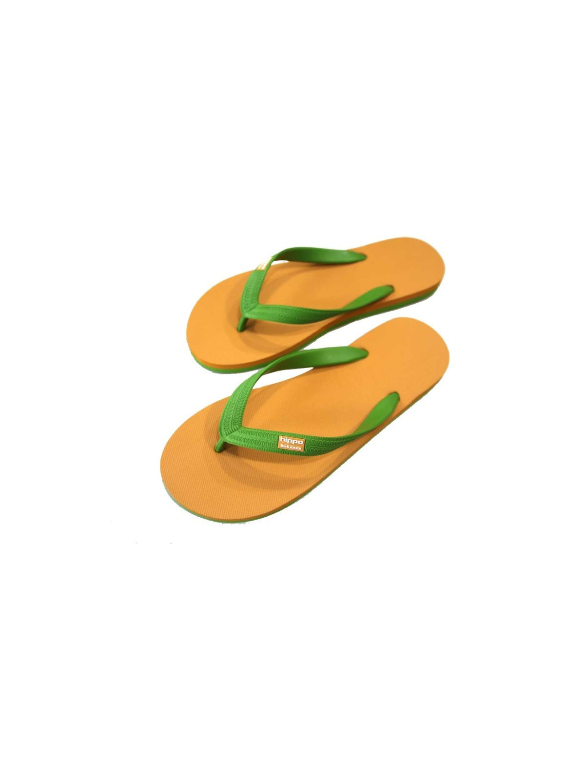 tongs en caoutchouc bride large verte semelle dessus orange dessous vert