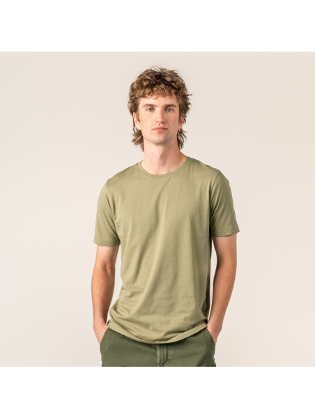 tee-shirt homme col rond kaki coupe normale