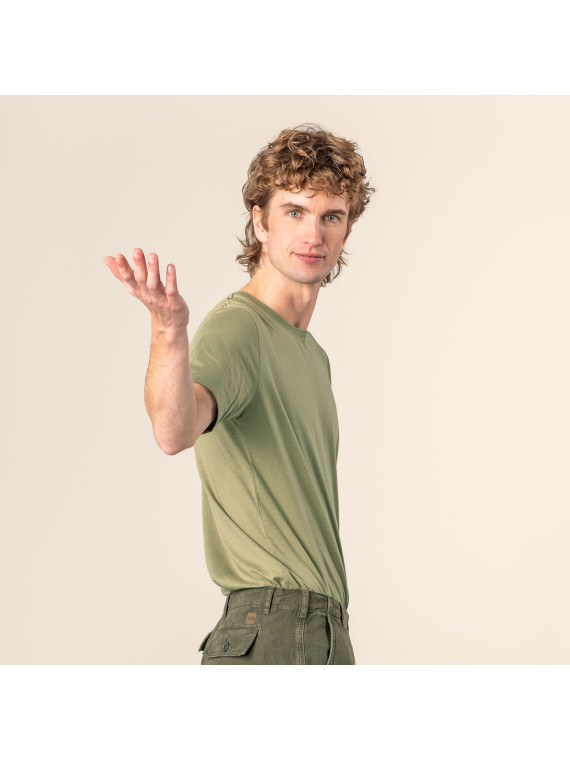 tee-shirt homme col rond kaki coupe normale