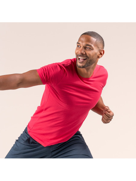 tee-shirt homme col rond rose coupe normale