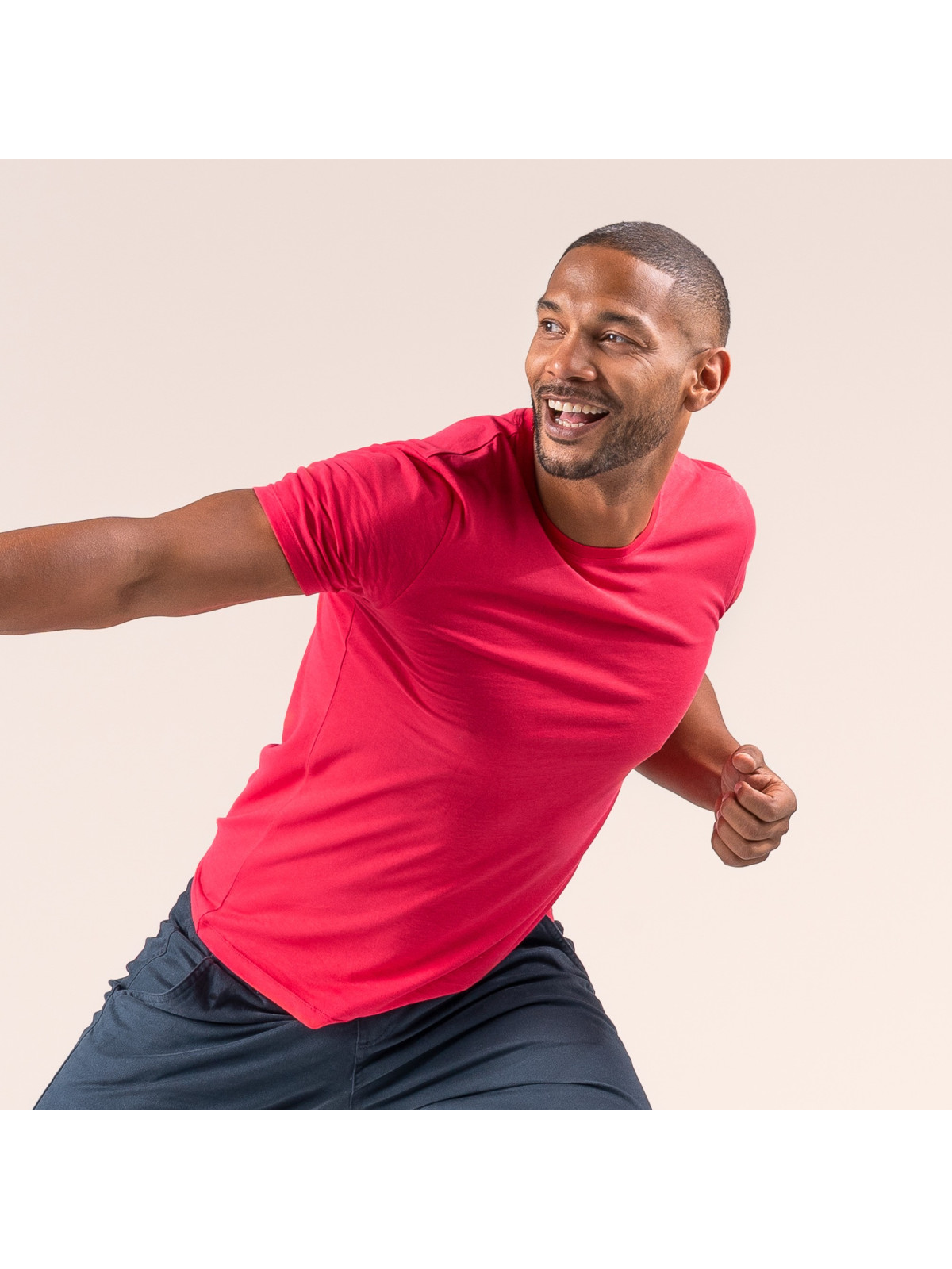 tee-shirt homme col rond rose coupe normale