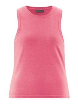 tee-shirt sans manches rose hibiscus col rond