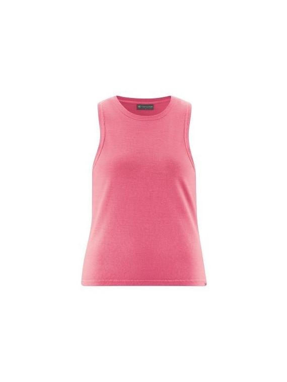 tee-shirt sans manches rose hibiscus col rond