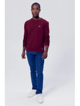 sweat homme bordeaux col rond vélo brodé sur la poitrine