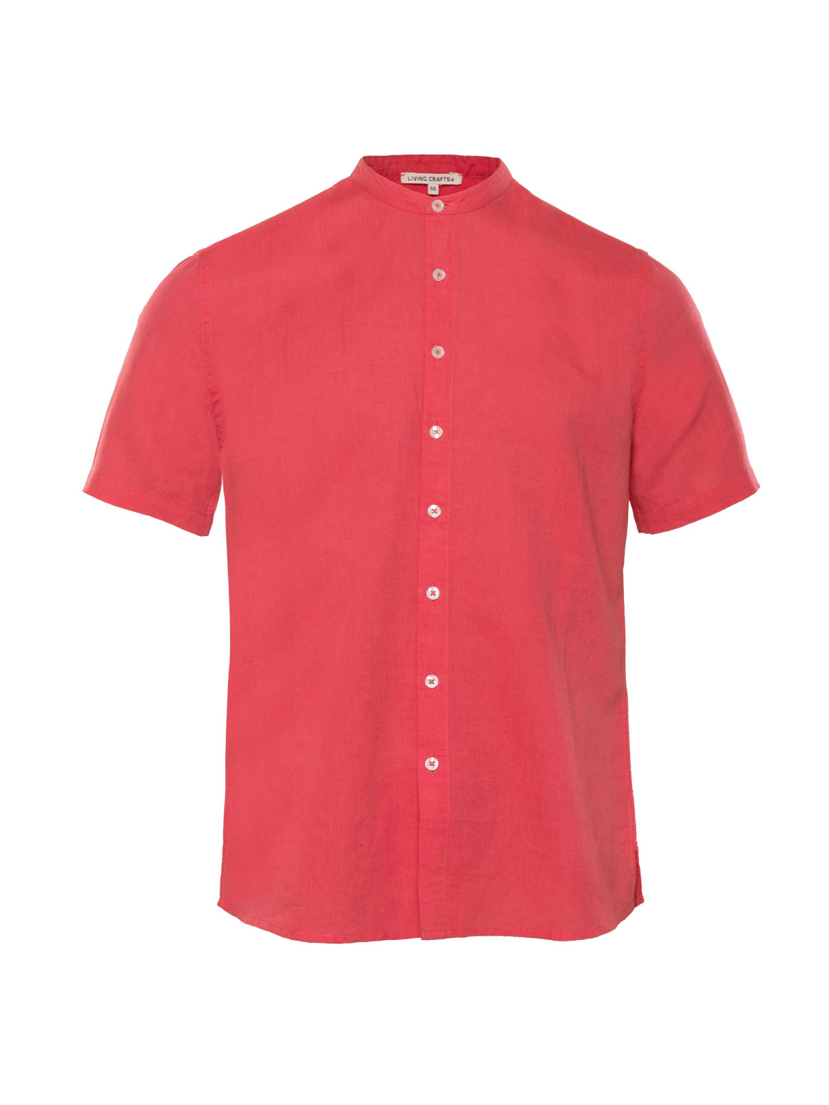 chemise manches courtes homme couleur laurier rose col mao sans poche
