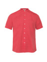chemise manches courtes homme couleur laurier rose col mao sans poche