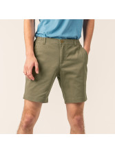 bermuda homme couleur lierre (kaki) taille élastique fermeture éclair et bouton