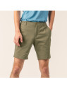 bermuda homme couleur lierre (kaki) taille élastique fermeture éclair et bouton