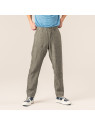 pantalon homme en lin kaki taille élastique avec fermeture