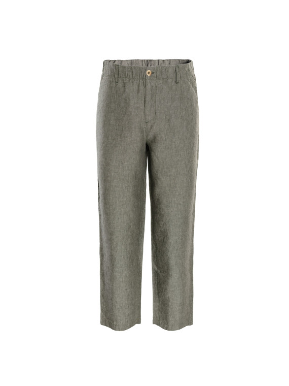 pantalon homme en lin kaki taille élastique avec fermeture