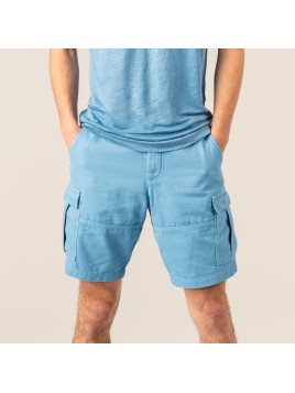 bermuda homme poche cargo bleu