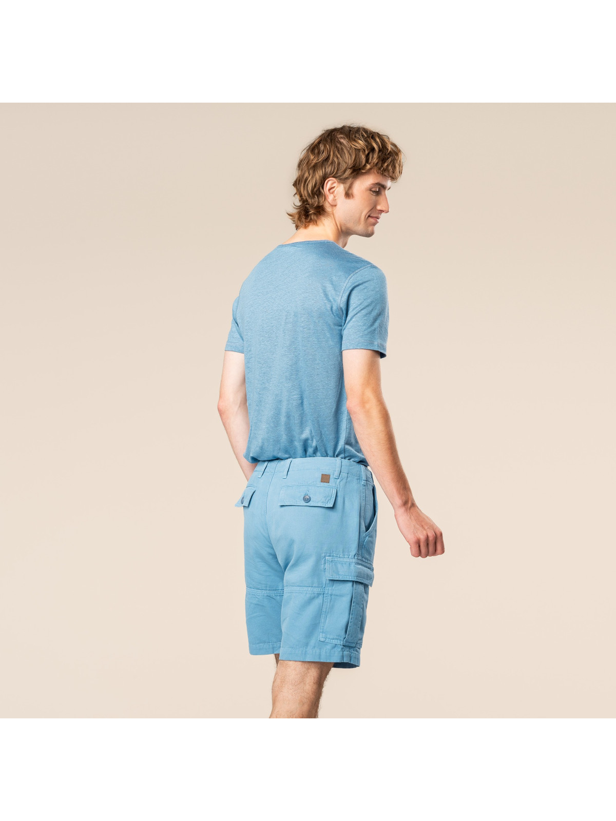 bermuda homme poche cargo bleu
