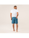 short bleu aspect jeans délavé taille élastique avec lien de serrage