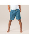 short bleu aspect jeans délavé taille élastique avec lien de serrage