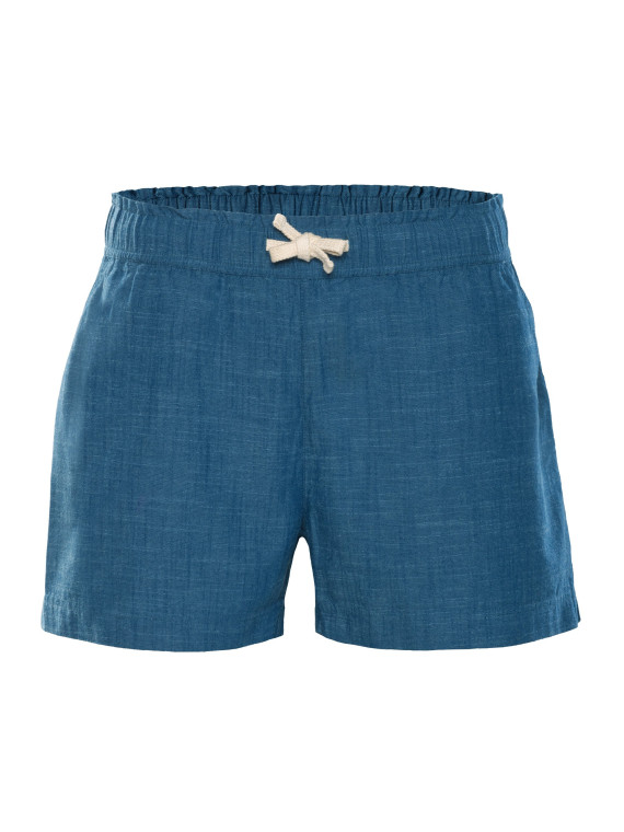 short bleu aspect jeans délavé taille élastique avec lien de serrage