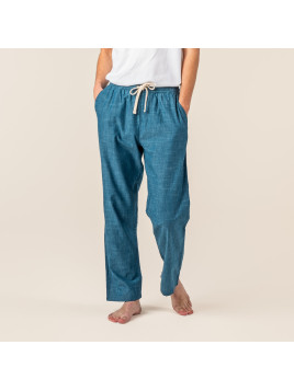 pantalon léger en toile denim taille élastique