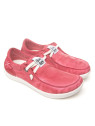 chaussures bateau coton couleur fraise semelles blanches