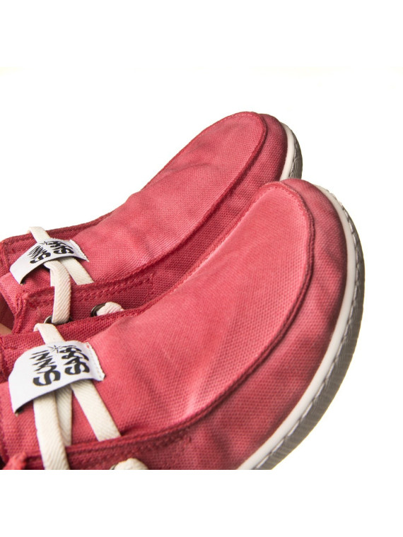 chaussures bateau coton couleur fraise semelles blanches