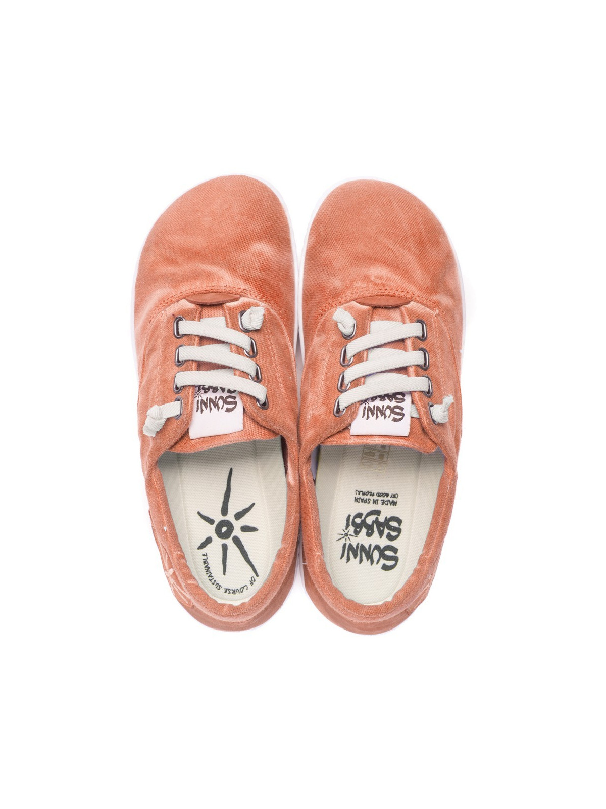 baskets en toile couleur brique semelles blanches