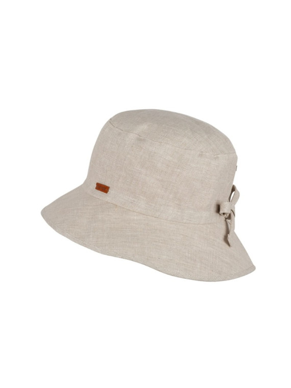 chapeau nature en lin à bord large noeud sur l'arrière